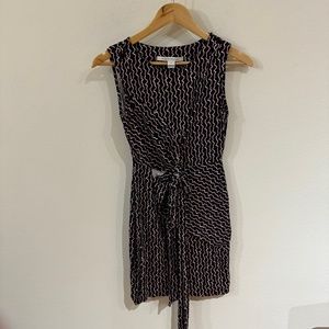 Diane Von Furstenberg Dress Women's Size 0 Black Ashlie Wrap Silk Sleeveless